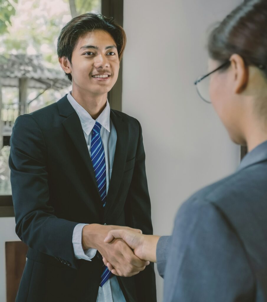 businessman hands shake after business office executives are interviewing job applicants